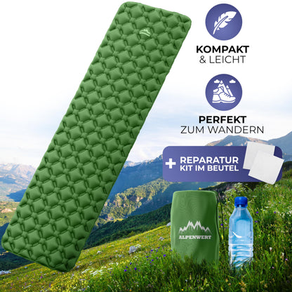 Alpenwert Isomatte Outdoor Luftmatratze aufblasbar Grün