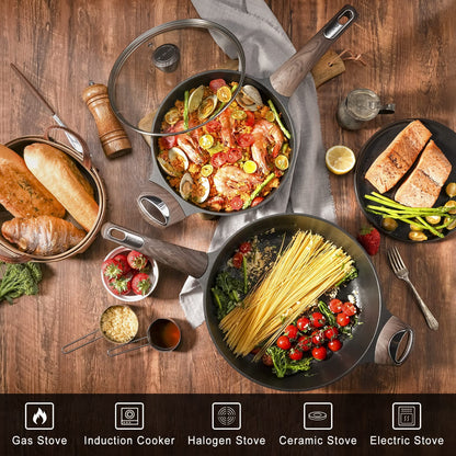 SENSARTE Tiefe Brat-/Sautepfanne 30cm Antihaft - Induktion, Deckel