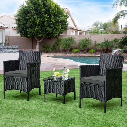 Yaheetech Gartenmöbel-Set 3-teilig, 2 Stühle & Tisch, PE-Polyrattan