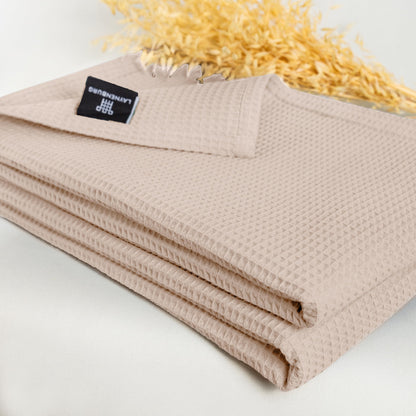 LAYNENBURG Waffelpique Baumwolle Tagesdecke 240x260cm - Beige