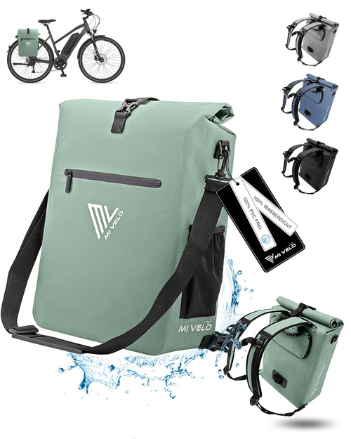MIVELO Fahrradtasche Gepäckträger 3in1 wasserdicht Mint, nutzbar als Gepäckträgertasche, Rucksack oder Schultertasche