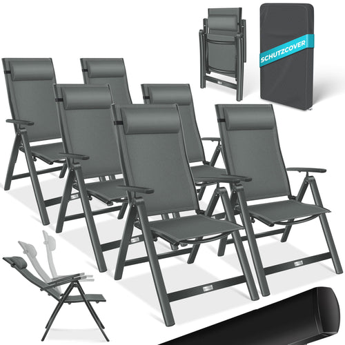 KESSER Gartenstuhl Hochlehner Aluminium Klappstuhl – 6er Set Anthrazit