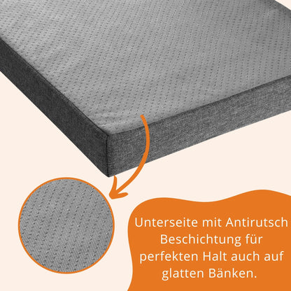 sleepling Bankauflage 200x40 cm, Sitzkissen Outdoor, dunkelgrau