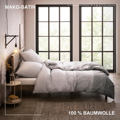 bugatti Mako Satin Bettwäsche Kreise Grafisch Grau - 135x200 cm