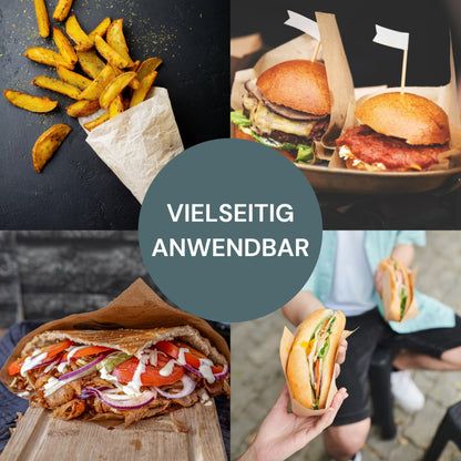 Kraftpapier Hamburgertasche Newspaper – Weiss, 2-seitig offen