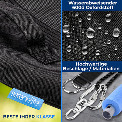 SereneLife Nestschaukel Oval 170 cm, Schaukel bis 317 kg, Schwarz