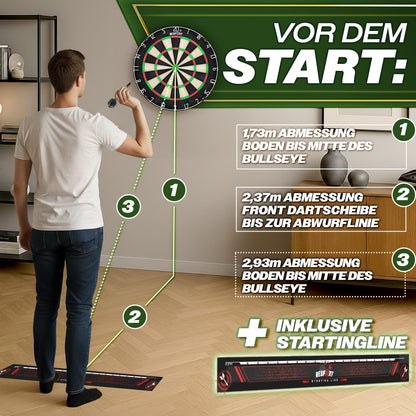 RE:SPORT Sisal Dartscheibe XXL Set mit 9 Profi-Steeldartpfeilen