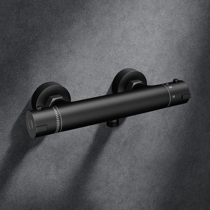 MORADO Brausethermostat Schwarz Matt – 38°C Verbrühschutz. Reguliert Duschtemperatur präzise und bietet 38°C Verbrühschutz.