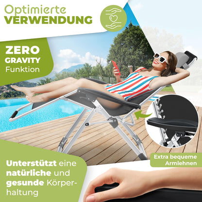 KESSER® Sonnenliege Klappbar Wetterfest Extra Breit – Grau
