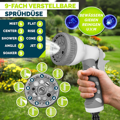 tillvex Schlauchtrommel 20 m mit Wandhalterung und Handbrause, grau