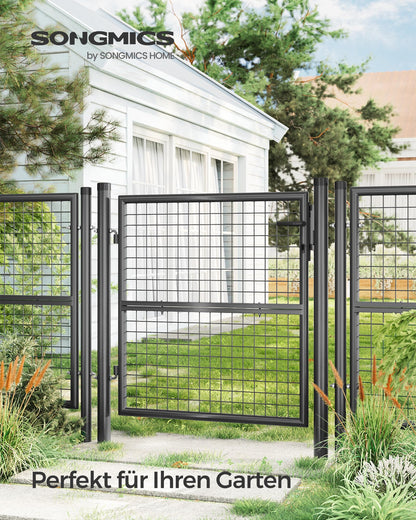 SONGMICS Gartentor Doppeltor aus Stahl, abschliessbar, 106 x 100 cm