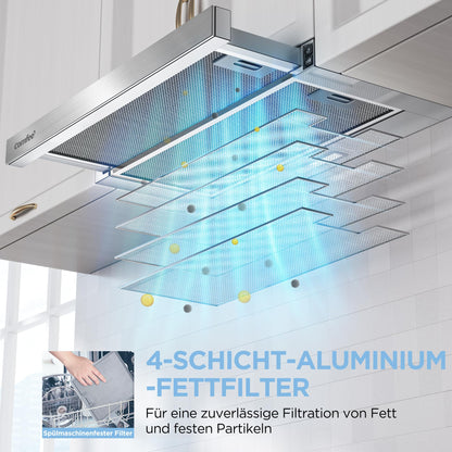 COMFEE' CHL03M21S Flachschirmhaube 60cm Umluft Silber