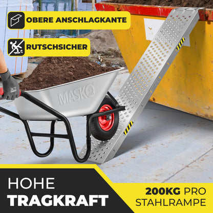 MASKO Auffahrrampe 2er Set aus verzinktem Stahl, 400 kg belastbar