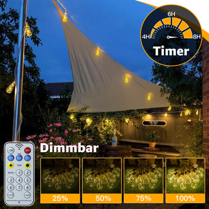 Ollny Solar Lichterkette Aussen, 24 S17 Glühbirnen, 12 m, dimmbar