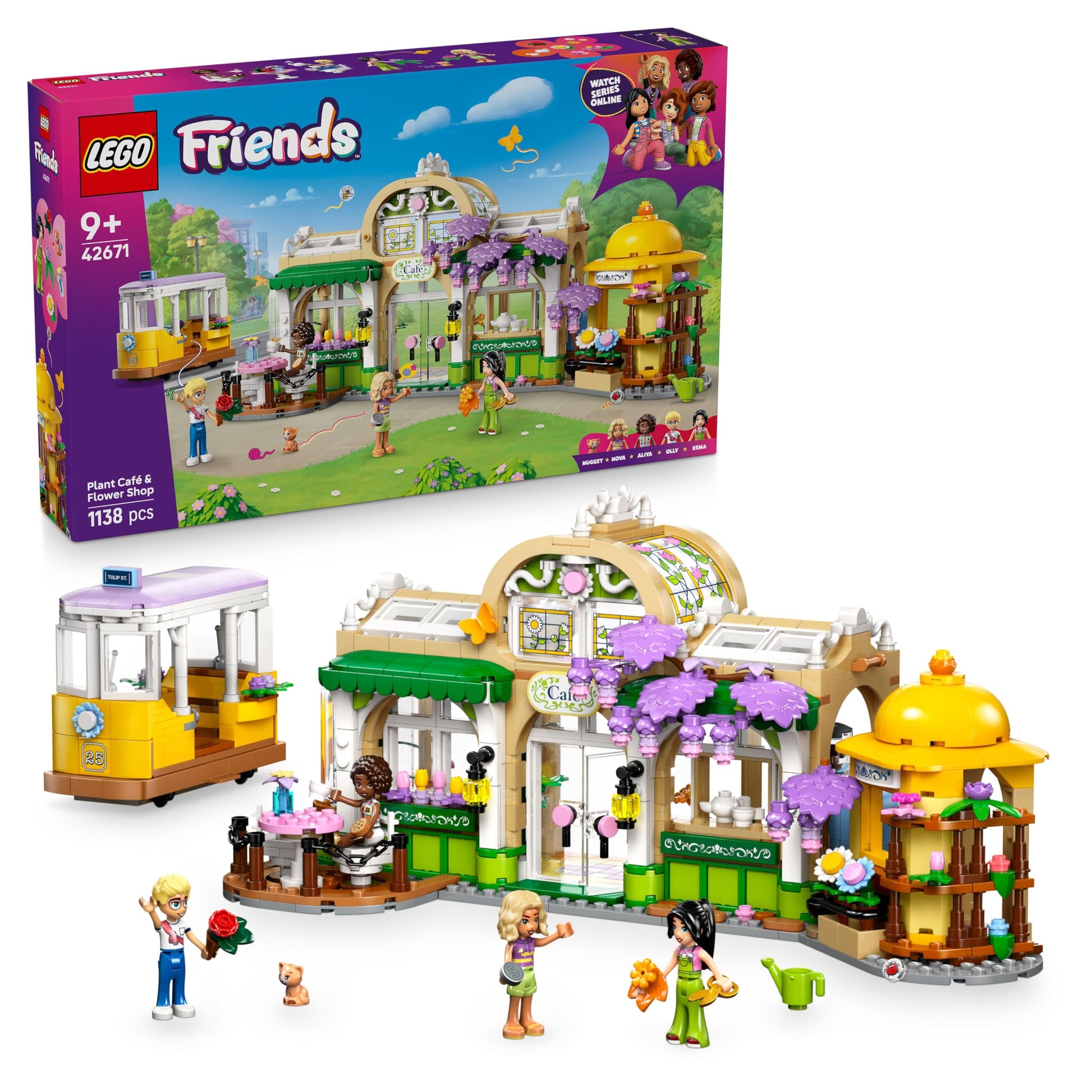 LEGO Friends Pflanzencafé Blumenkiosk Spielset - 42671. Farbenfrohes Baustein-Modell für Rollenspiele im Café- und Blumenkiosk-Betrieb.
