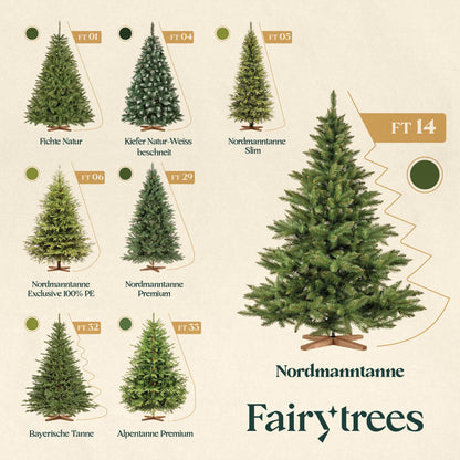 FairyTrees Nordmanntanne Künstlicher Weihnachtsbaum 150cm - Testsieger