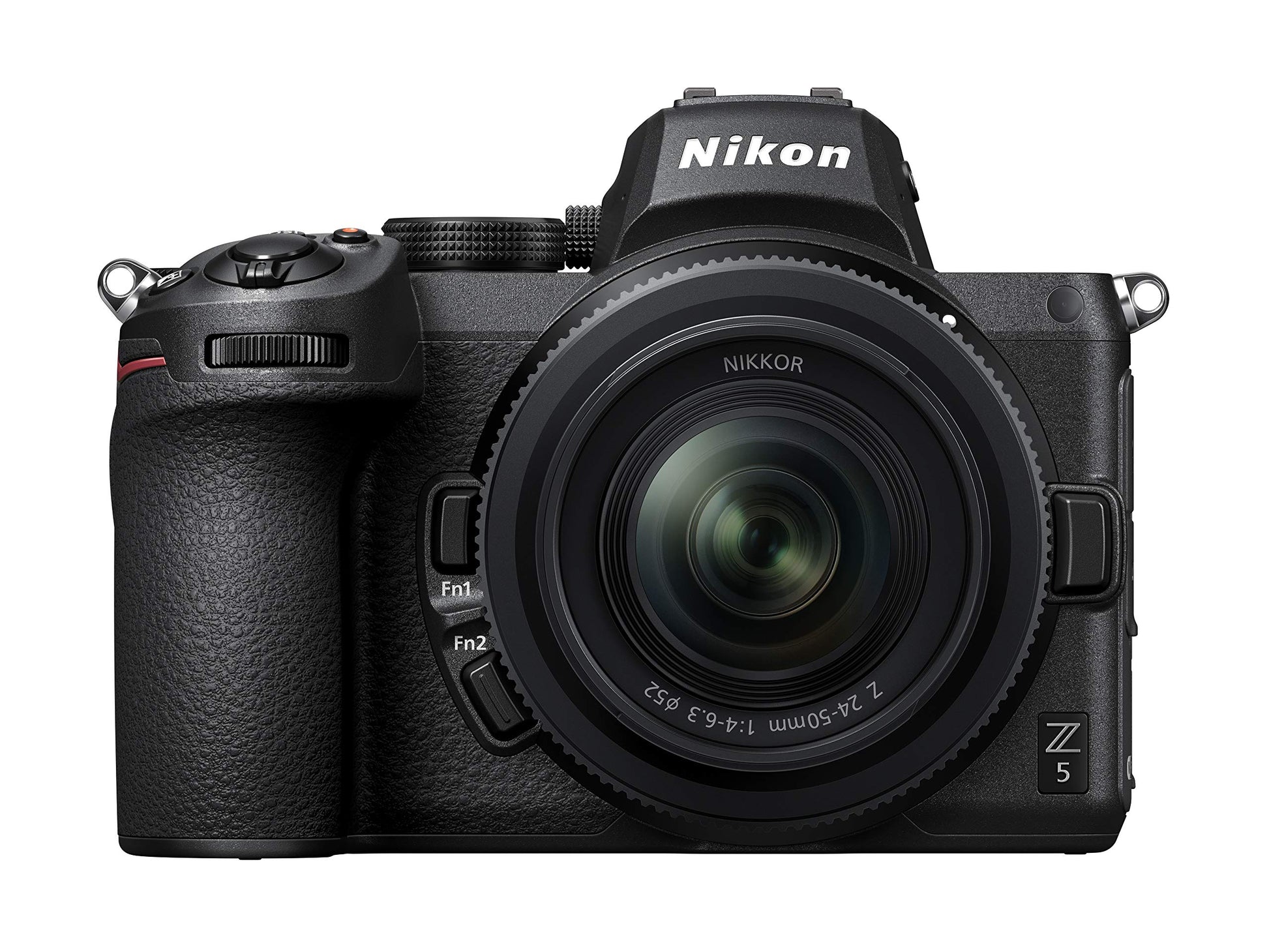 Nikon Z 5 Vollformat-Kamera mit 24-50mm VR Objektiv. Schwarzes Gehäuse mit angesetztem 24-50mm Objektiv für hochauflösende Fotografie.