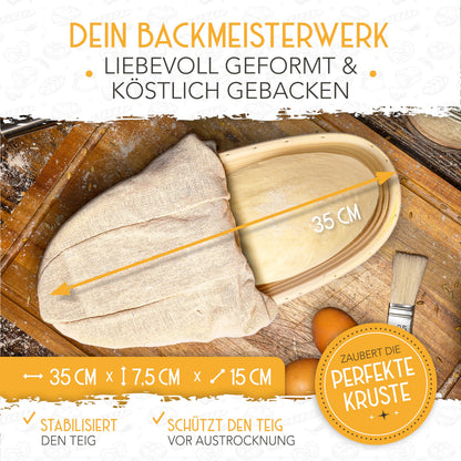 KRUSTENZAUBER Gärkörbchen Set mit 2 Bäckermessern, rund & oval