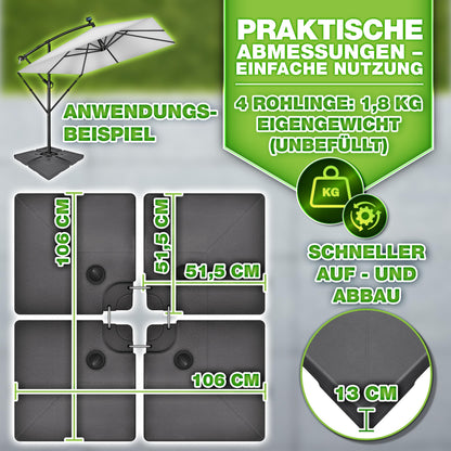 tillvex Sonnenschirmständer 90 Liter, 4-teilig, für Ampelschirme