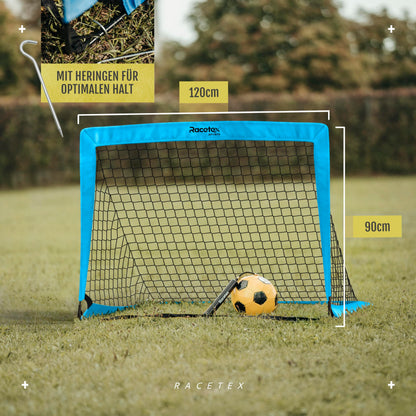 Racetex Fussballtor Set für Kinder, 2 Tore mit Tragetasche, hellblau