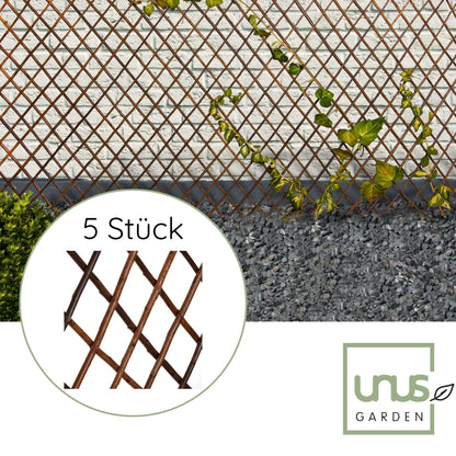 UNUS Rankgitter Weide 5er Set, ausziehbares Scherengitter 180x90 cm