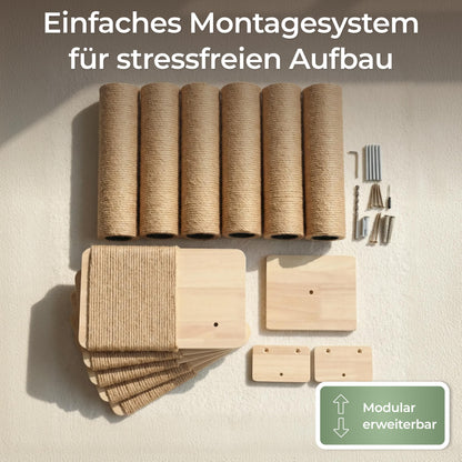WOOWOOD Kratzbaum zur Wandmontage, höhenverstellbar bis 206 cm