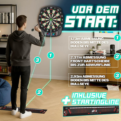 RE:SPORT Elektronische Dartscheibe Set mit 12 Pfeilen, LED-Anzeige