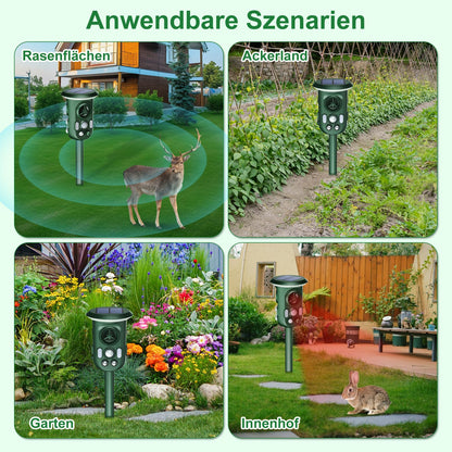 GartenPro Ultraschall Tiervertreiber Katzenschreck Marderschreck – Solar Blitz