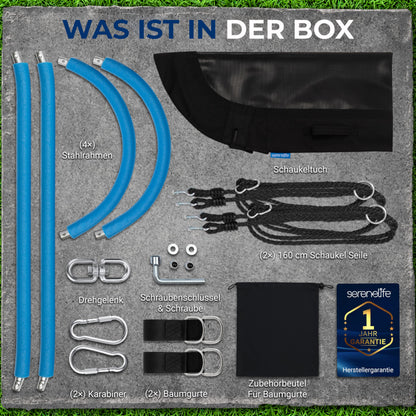 SereneLife Nestschaukel Oval 170 cm, Schaukel bis 317 kg, Schwarz