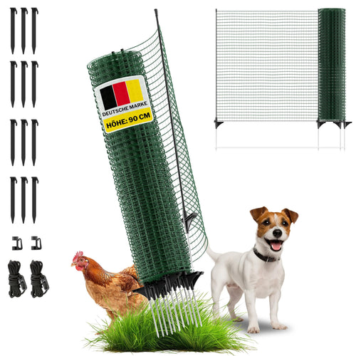 horizont Mobiler Hundezaun 25 m x 90 cm, 15 Pfähle, Garten & Camping