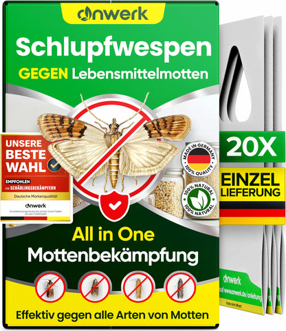 anwerk Schlupfwespen gegen Lebensmittelmotten, 20 Karten, 1 Lieferung – Platzierung neben befallenen Lebensmitteln