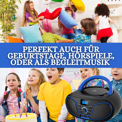 ecosa Tragbarer CD-Player Boombox mit UKW-Radio und USB, dunkelblau