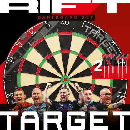 Target Darts Rift Dartboard Set – Steeltip-Dartboard mit 6 Darts