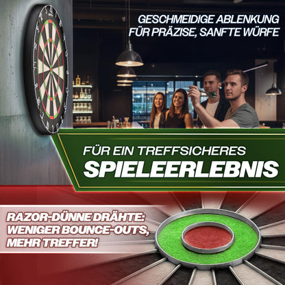 RE:SPORT Sisal Dartscheibe XXL Set mit 9 Profi-Steeldartpfeilen