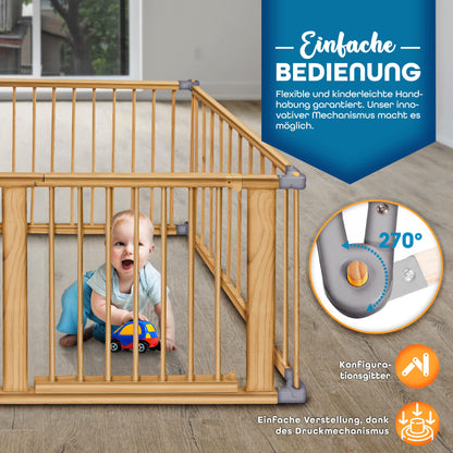 KIDUKU® Baby Laufgitter XXL klappbar 7.2m mit Tür, 8 Elemente