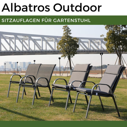 ALBATROS Gartenstuhlauflage Hochlehner 4er Set, Anthrazit, 99x45 cm