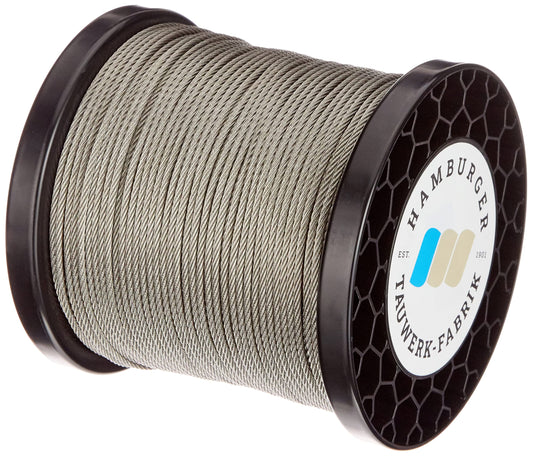 Edelstahl Drahtseil 7x7 V4A Inox Geländerseil rostfrei - 3mm 90m. Silbernes, flexibles Seil für Geländer & Absturzsicherung.