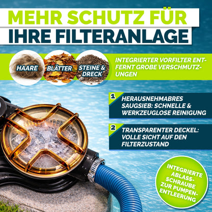 tillvex Sandfilteranlage Pool 10 m³/h mit 7-Wege-Ventil, Blau