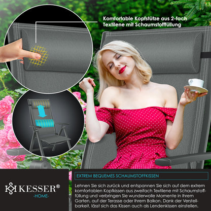 KESSER Gartenstuhl Hochlehner Aluminium Klappstuhl – 6er Set Anthrazit