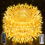 Ollny Lichterkette aussen 100 m 1000 LED warmweiss mit Fernbedienung, IP44 wasserdicht