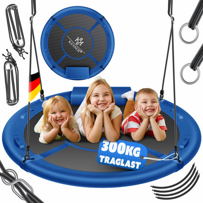 KESSER® Nestschaukel Ø 120cm für Kinder & Erwachsene - Blau. Runde, blaue Nestschaukel zum Schaukeln für Kinder & Erwachsene.