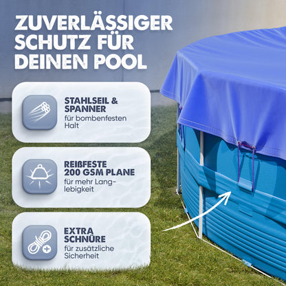 LAINFELD Poolabdeckung Rund Ø 560 cm - 200 GSM Abdeckplane