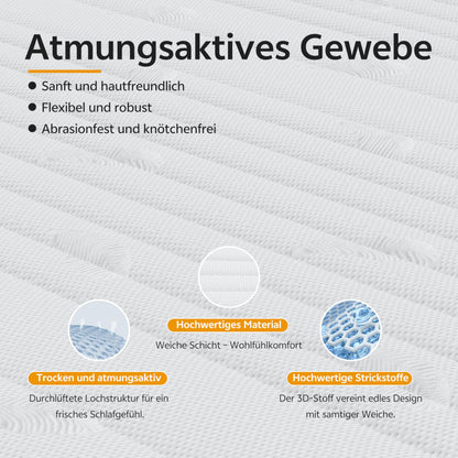 PurrJoys Taschenfederkern Matratze 140x200 H3/H4 7-Zonen