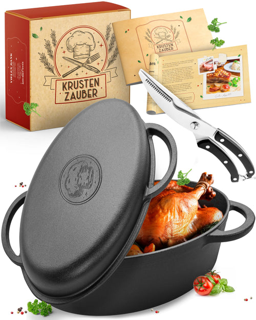 KRUSTENZAUBER Gusseisen Bräter 38cm mit Deckel - Ofenfest
