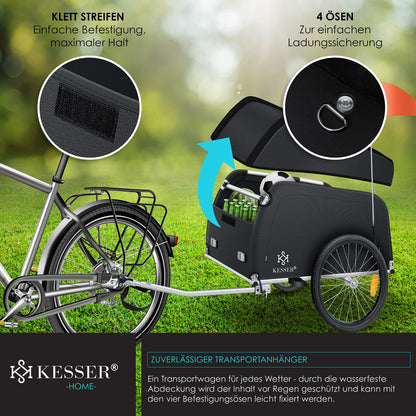 KESSER Lasten Fahrradanhänger – Hochdeichsel 120L Schwarz
