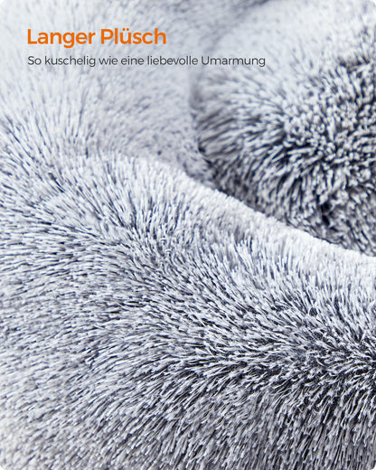 Feandrea Hundebett Donut, waschbares Katzenbett, Plüsch, 80 cm, grau