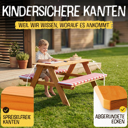 FRIEDO Kindersitzgruppe aus Holz mit Sitzkissen für Garten