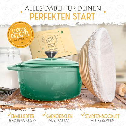 KRUSTENZAUBER Gusseisen Brotbacktopf emailliert 26cm inkl. Gärkorb