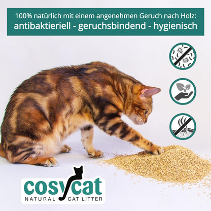 COSYCAT Bio Katzenstreu aus Holz, klumpend, staubfrei, 4 x 10 l