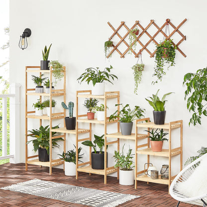 SONGMICS Bambus Regal BCB075N01 – 5 Ablagen, Natur, 142 cm hoch